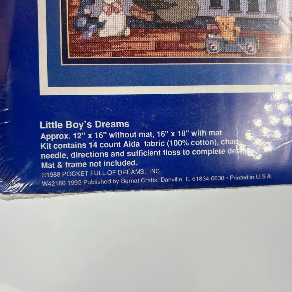 Bernat Crosstitch Counted NEW Sealed Vintage‎ 1992 Little Boy's Dream 16x18 Mat